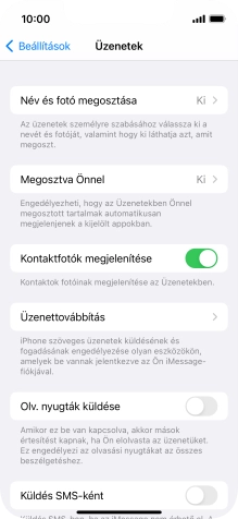 Kattints a „Küldés SMS-ként” melletti csúszkára a funkció be- vagy kikapcsolásához.