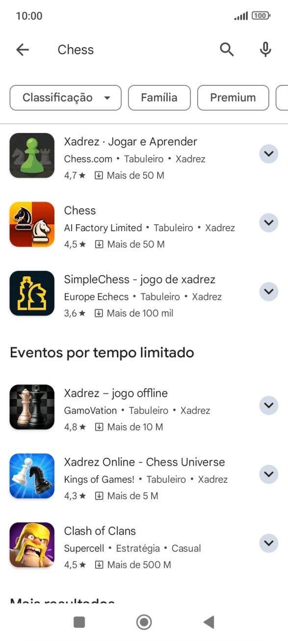Prima a app pretendida.
