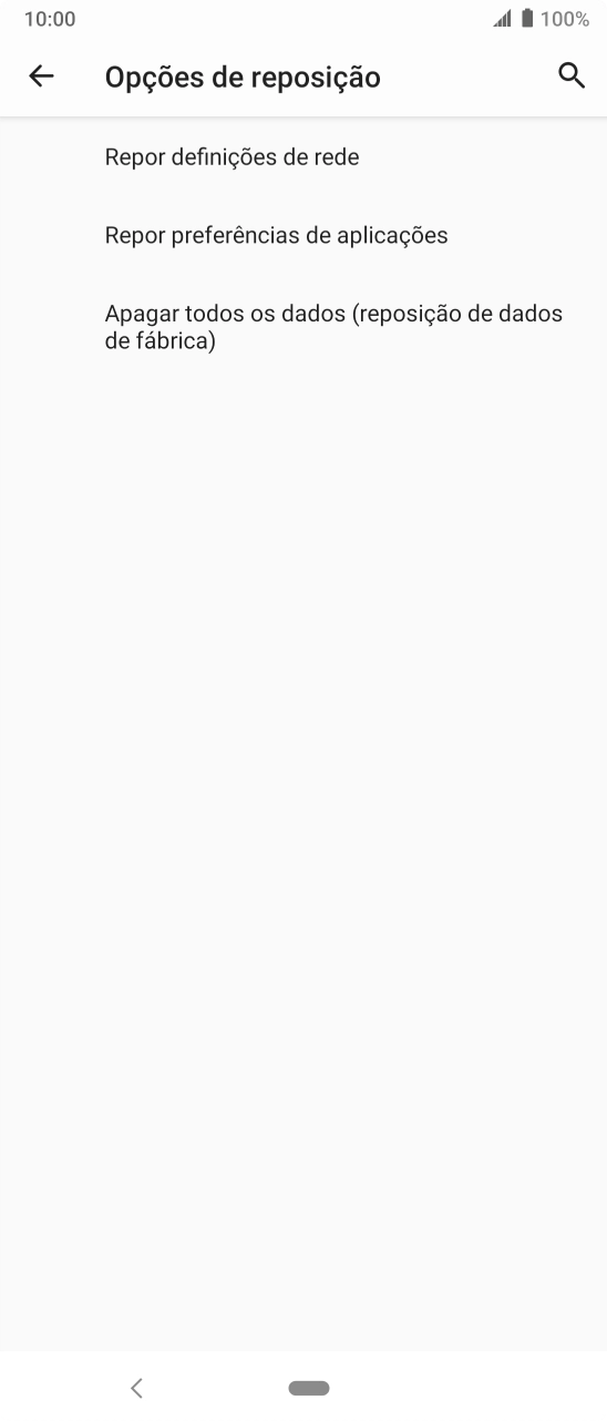 Prima Apagar todos os dados (reposição de dados de fábrica).