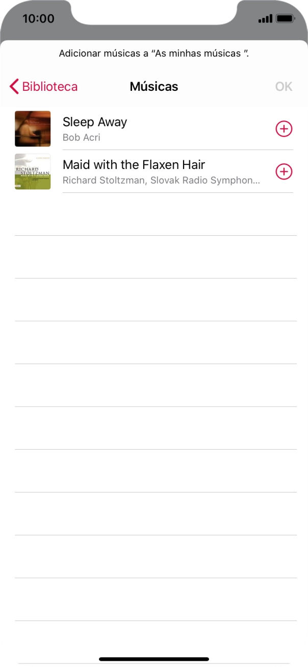 Vá até à categoria pretendida e prima o ficheiro de música pretendido.