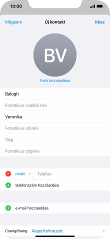 Kattints a Telefon mezőre, és írd be a kívánt telefonszámot.