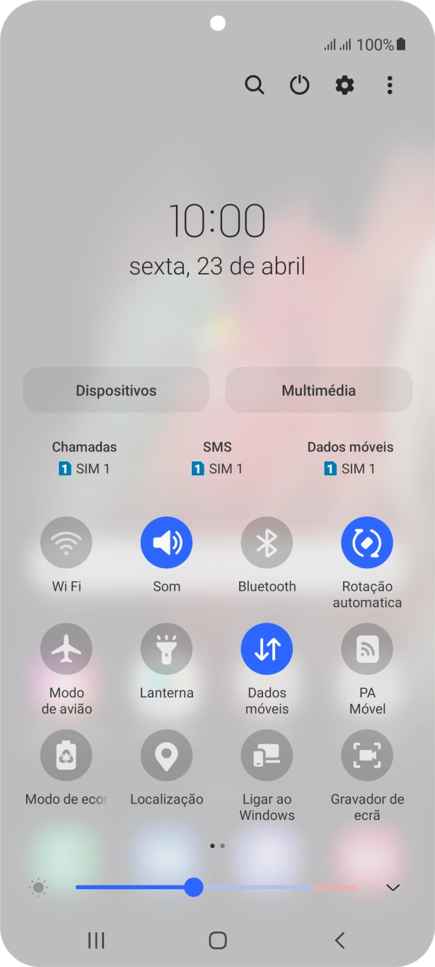 Prima o ícone de dados móveis para ativar ou desativar a função.