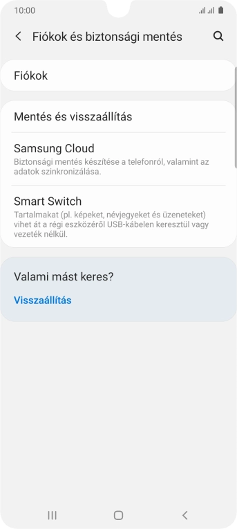 Válaszd a Fiókok lehetőséget.