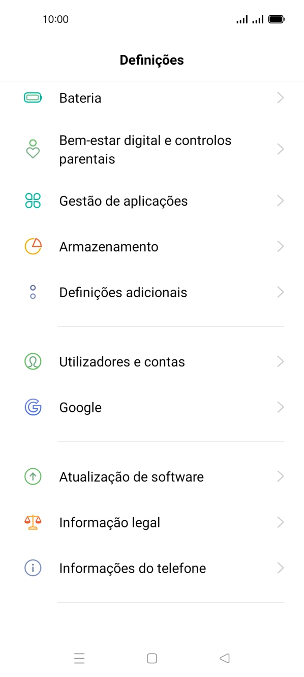 Prima Utilizadores e contas.