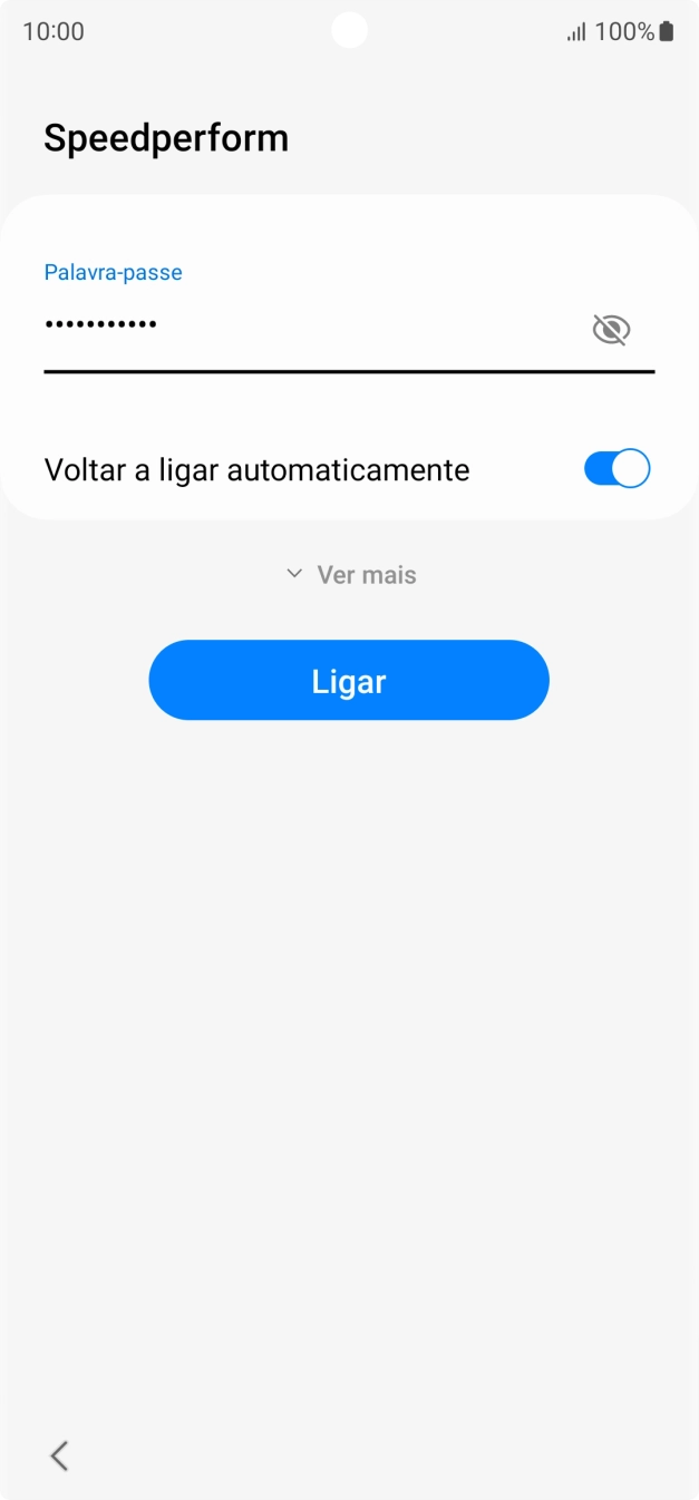 Introduza a password da rede Wi-Fi e prima Ligar.