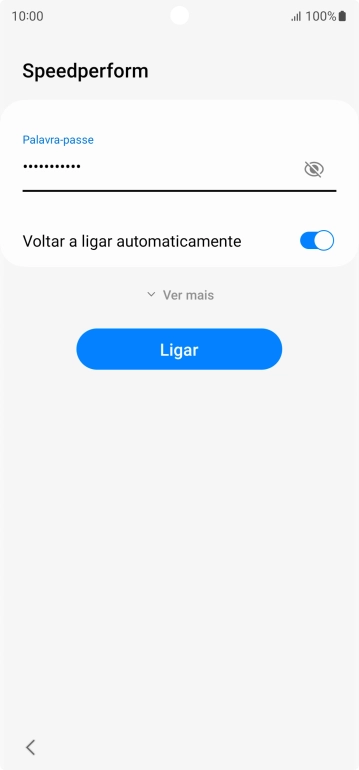 Introduza a password da rede Wi-Fi e prima Ligar.