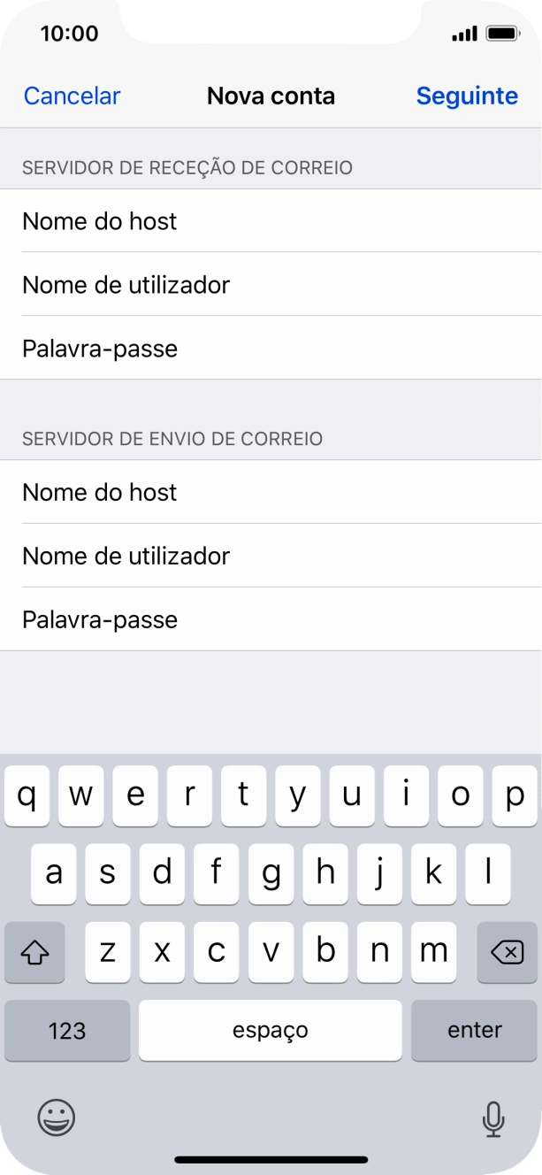 Prima Palavra-passe e introduza a password da sua conta de e-mail na Vodafone.