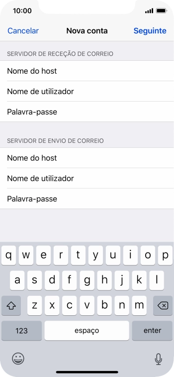 Prima Palavra-passe e introduza a password no servidor de envio do seu fornecedor de e-mail.