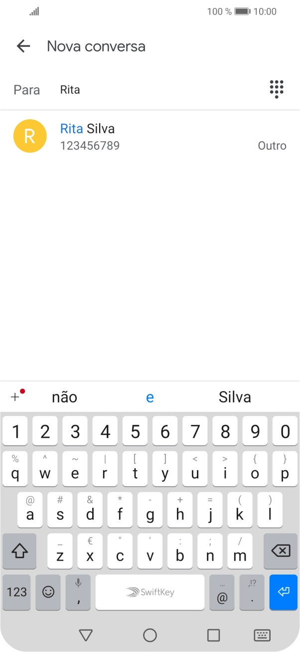 Prima o contacto pretendido.