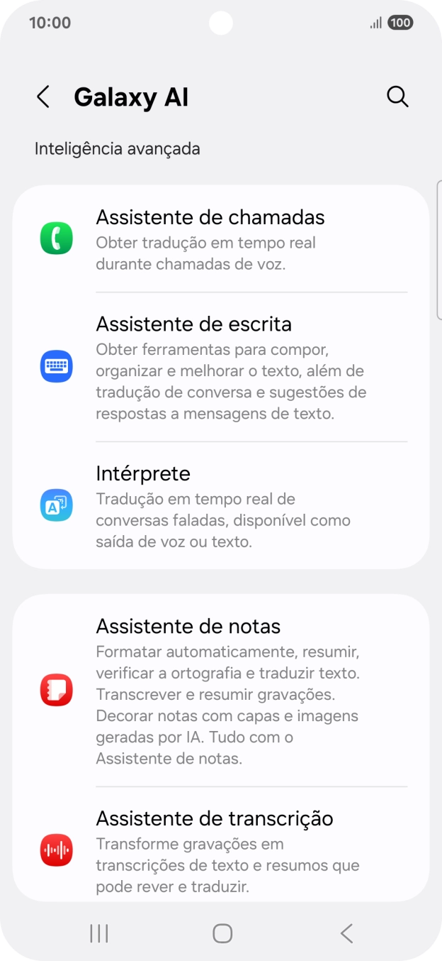 Diversos exemplos de utilização da IA Galaxysão agora mostrados no ecrã.