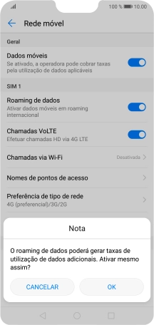 Se ativar a função, prima OK.
