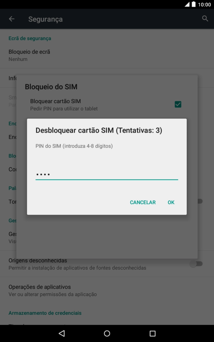 Introduza o seu código PIN e prima OK.