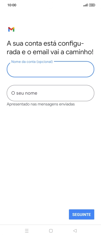 Prima O seu nome e introduza o nome do remetente pretendido.