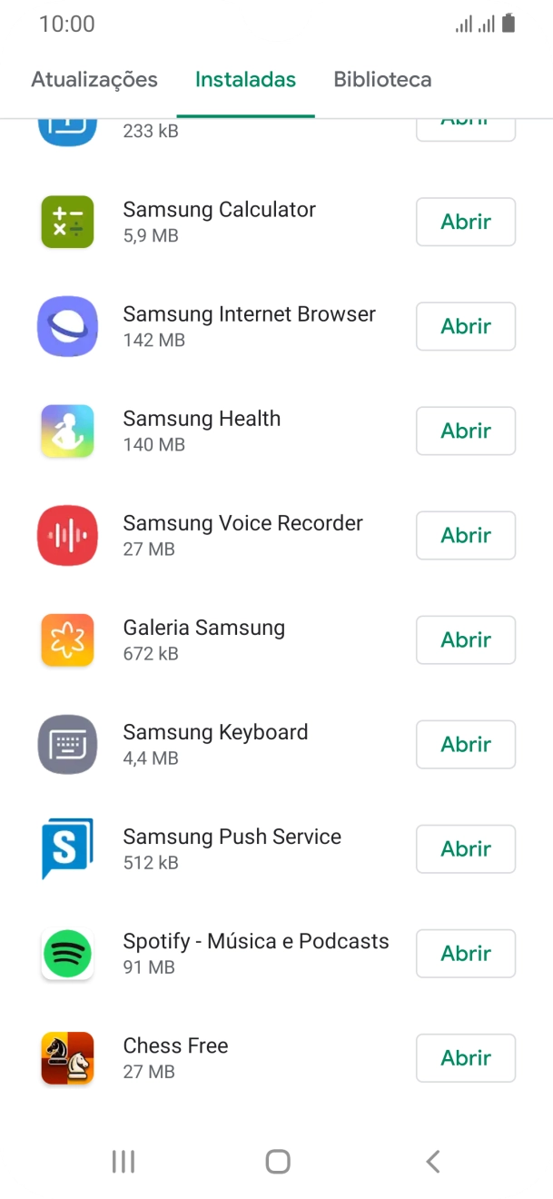 Prima a app pretendida.