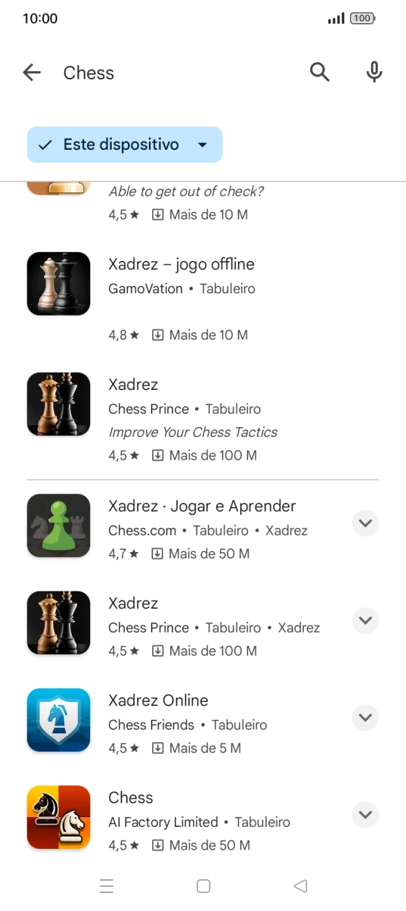 Prima a app pretendida.