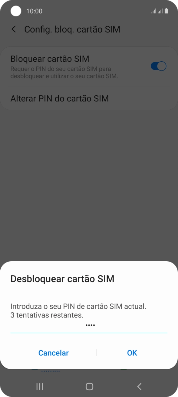 Introduza o seu código PIN e prima OK.