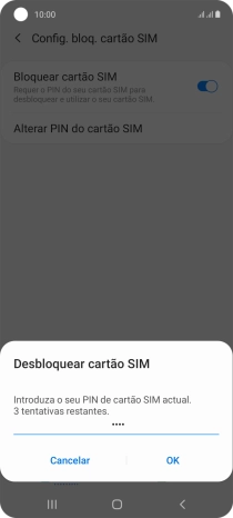 Introduza o seu código PIN e prima OK.