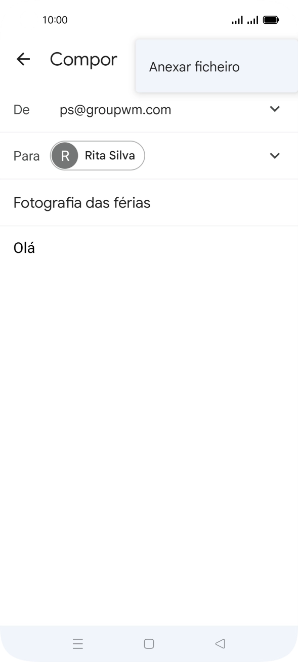 Prima Anexar ficheiro e vá até à pasta pretendida.