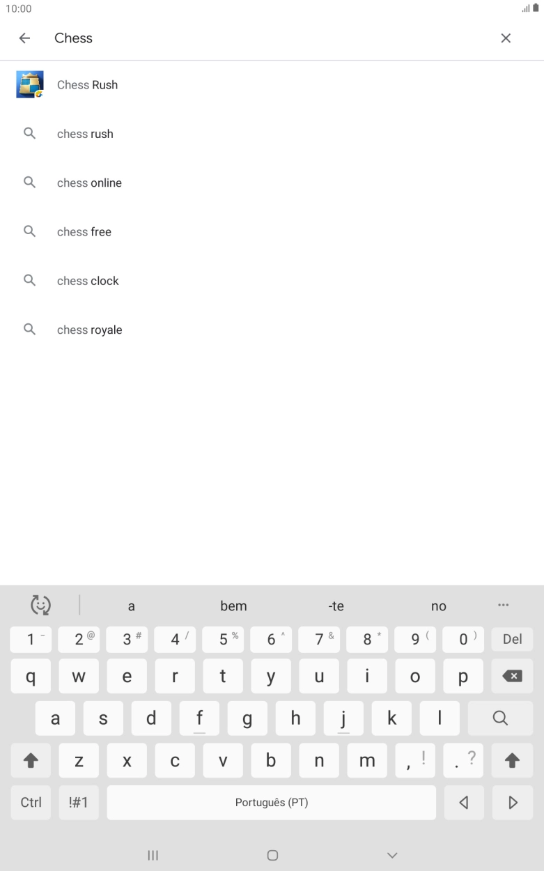Introduza o nome ou categoria da app pretendida e prima o ícone para pesquisar.