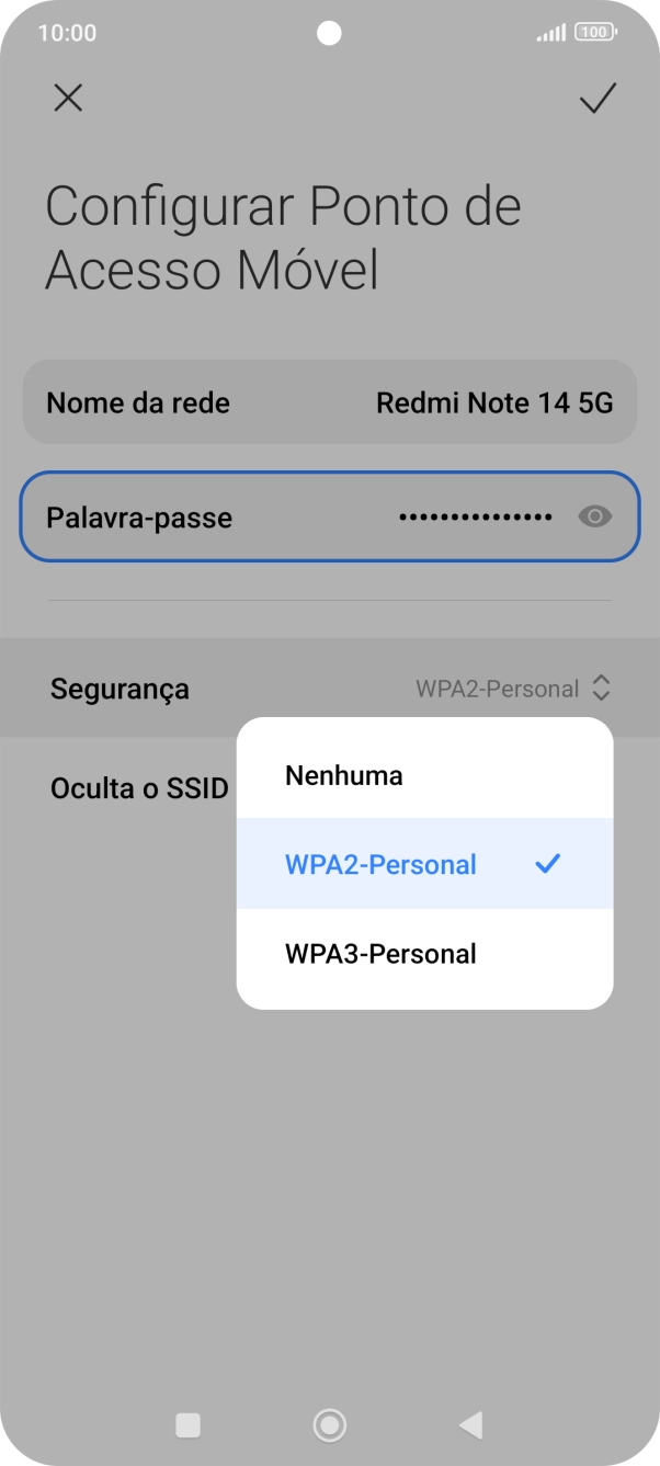 Prima WPA3-Personal para proteger o hotspot Wi-Fi com uma password.