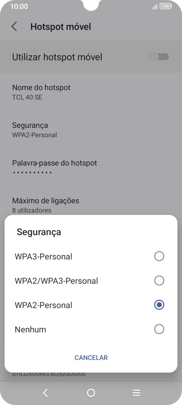 Prima WPA3-Personal para proteger o hotspot Wi-Fi com uma password.
