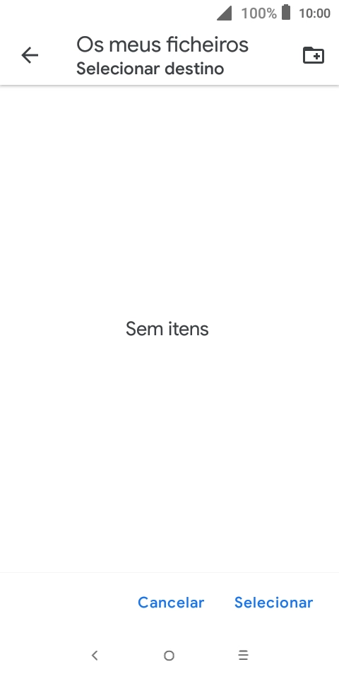 Se quiser criar uma nova pasta, prima o ícone de nova pasta e siga as indicações no ecrã para criar uma nova pasta.