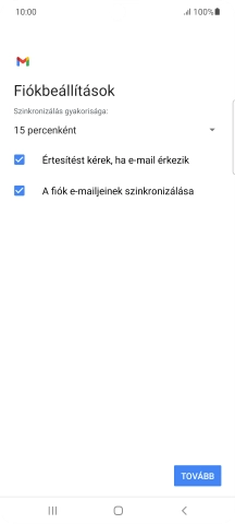 Amennyiben a kijelzőn ez a képernyőkép látható, az e-mail-fiókodat felismerte a rendszer, és automatikusan beállította. Kövesd a képernyőn megjelenő utasításokat  további adatok csatolásához, és fejezd be az új fiók létrehozását.