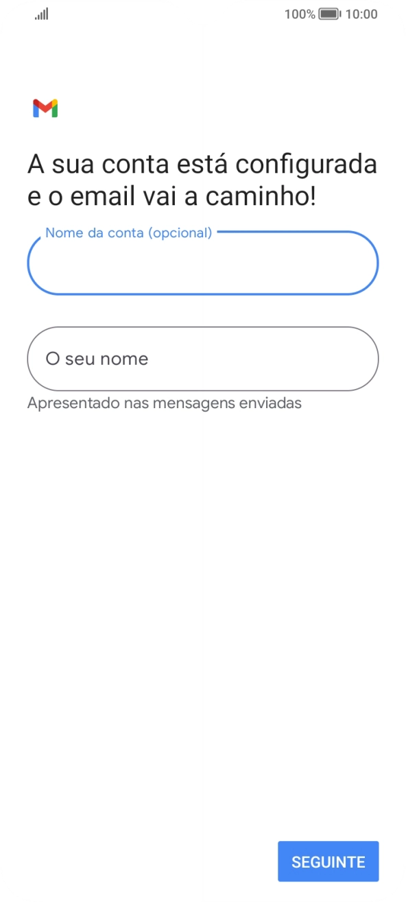 Prima O seu nome e introduza o nome do remetente pretendido.