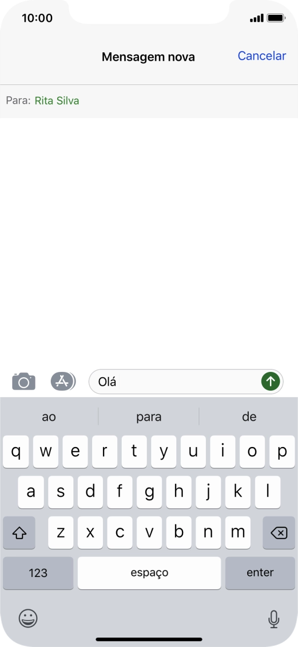 Prima o ícone para enviar.