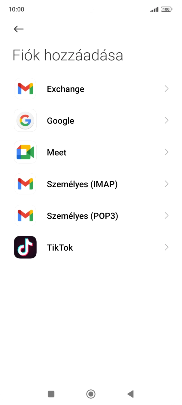 Válaszd a Google lehetőséget.