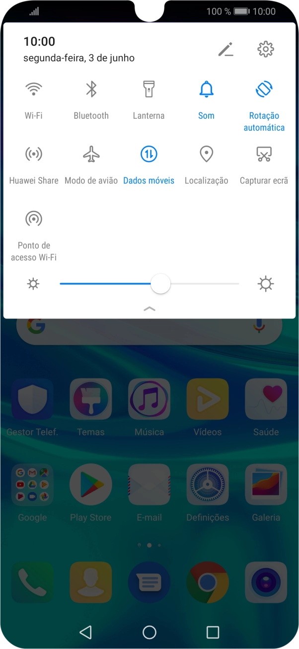 Prima Modo de avião para ativar ou desativar a função.