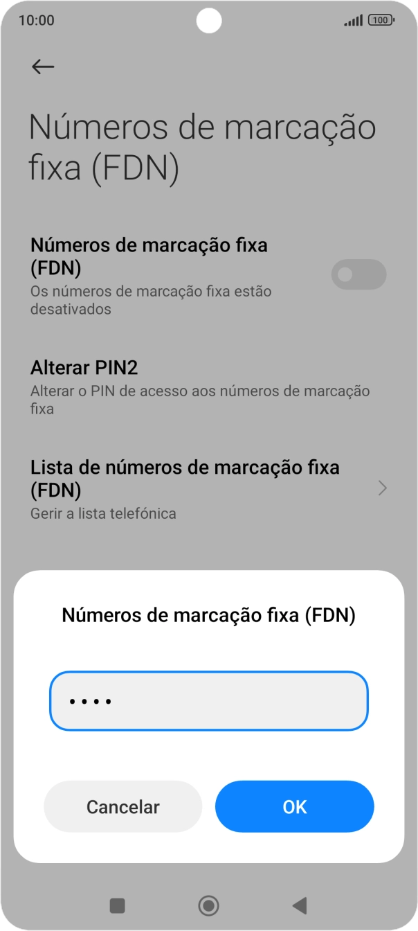 Introduza o código PIN2 e prima OK.