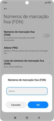 Introduza o código PIN2 e prima OK.