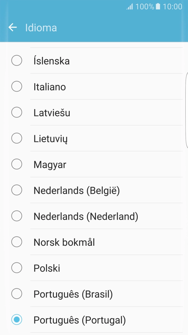 Prima o idioma pretendido.