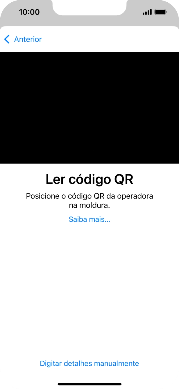 Para scanear o código QR enviado, enquadre-o na moldura da câmara do telefone.