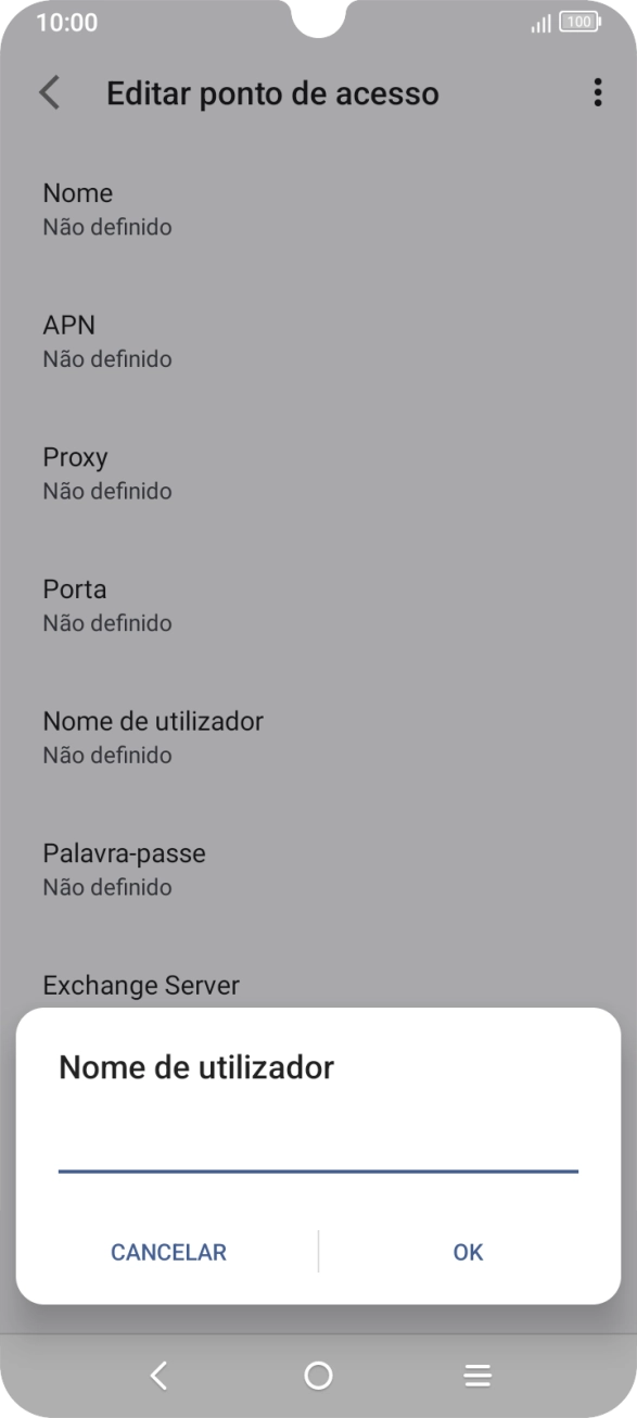 Introduza vodafone e prima OK.