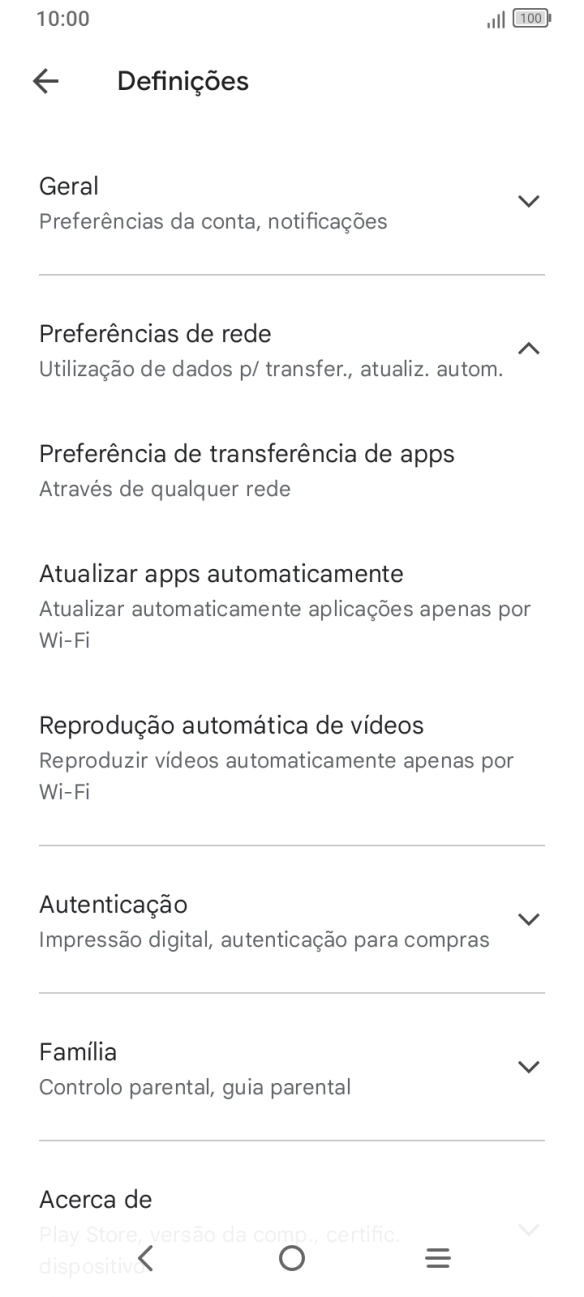 Prima Atualizar apps automaticamente.
