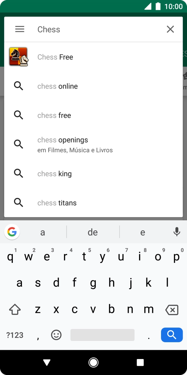 Introduza o nome ou categoria da app pretendida e prima o ícone para pesquisar.