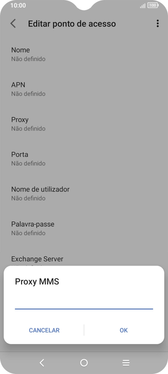 Introduza iproxy.vodafone.pt e prima OK.