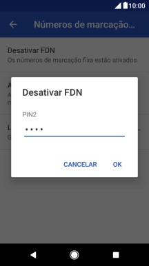 Introduza o código PIN2 e prima OK.