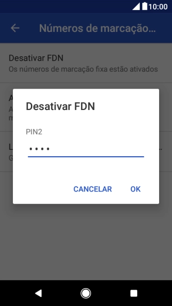 Introduza o código PIN2 e prima OK.