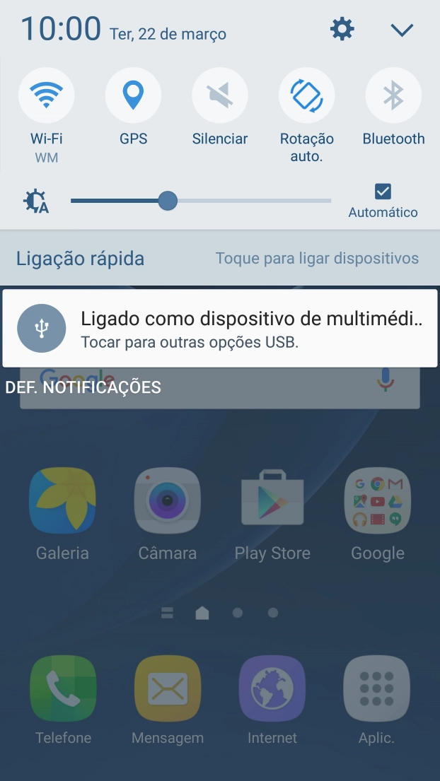 Prima o ícone de definições.