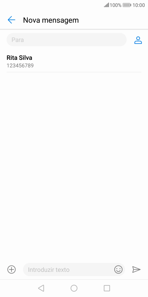 Prima Para e introduza as primeiras letras do nome do destinatário.