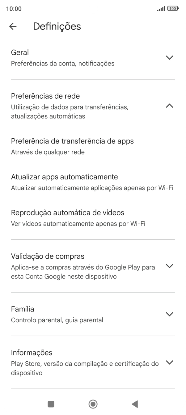 Prima Atualizar apps automaticamente.