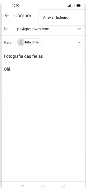 Prima Anexar ficheiro e vá até à pasta pretendida.