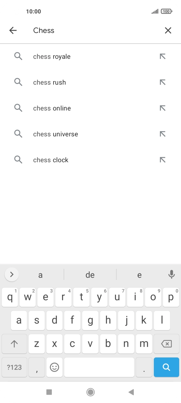 Introduza o nome ou categoria da app pretendida e prima o ícone para pesquisar.