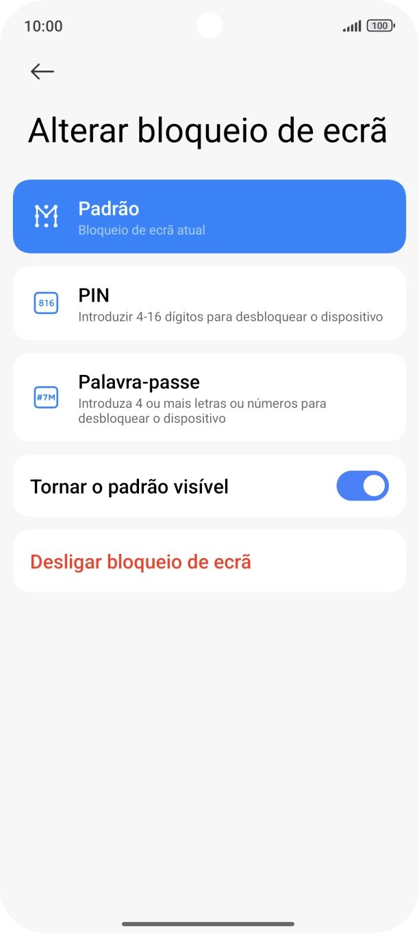 Prima Desligar bloqueio de ecrã e introduza o código adicional de bloqueio do telefone que criou anteriormente.