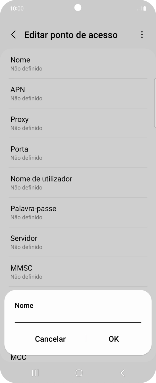 Introduza Vodafone Internet e prima OK.