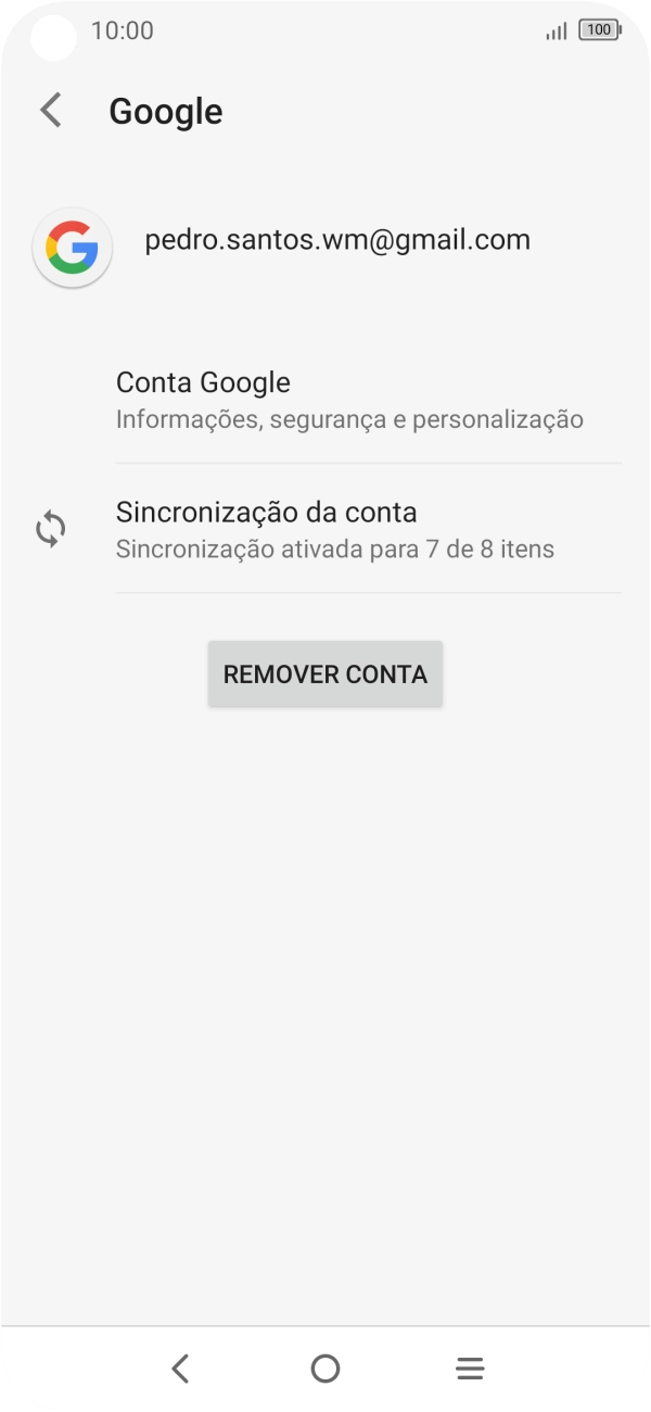 Prima Sincronização da conta.