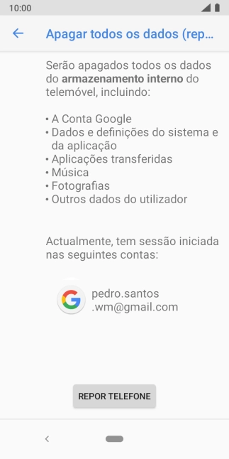 Prima REPOR TELEFONE.